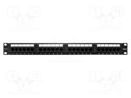 QOLTEC Panneau de brassage Cat 6 noir 24 ports RJ45 RACK