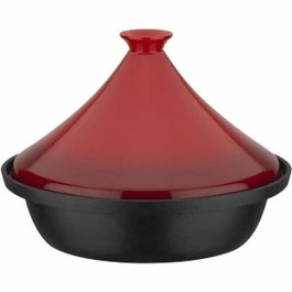 GSW Tajine en fonte massive avec couvercle céramique rouge, 30 x 22 cm