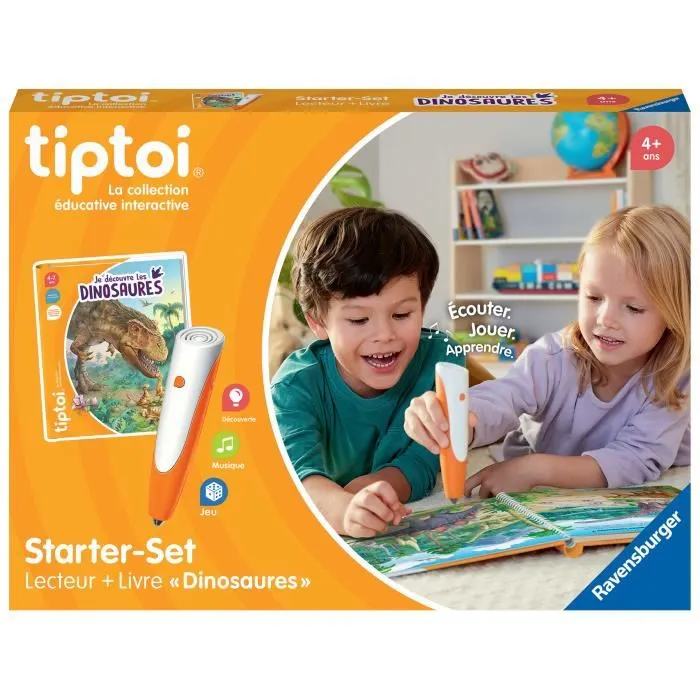 Ravensburger 00175 tiptoi Starter Set Lecteur interactif avec Livre 'Je découvre les dinosaures' - Jeu éducatif sans écran français, à partir de 4 ans