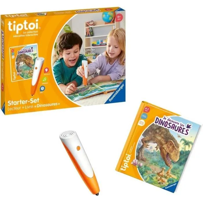 Ravensburger 00175 tiptoi Starter Set Lecteur interactif avec Livre 'Je découvre les dinosaures' - Jeu éducatif sans écran français, à partir de 4 ans