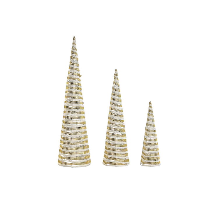 DKD Home Decor Décorations de Noël LED Blanc Doré (3 Pièces)