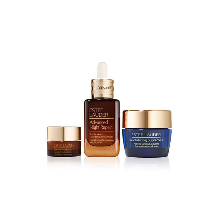 Estée Lauder - Sérum Advanced Night Repair - Boîte de Réparation de Nuit Avancée - Set 3 pièces : Sérum visage 30 ml, Crème de nuit 15 ml, Gel crème 5 ml Estée Lauder - Sérum Advanced Night Repair - Boîte de Réparation de Nuit Avancée - Set 3 pièces : Sérum visage 30 ml, Crème de nuit 15 ml, Gel crème 5 ml