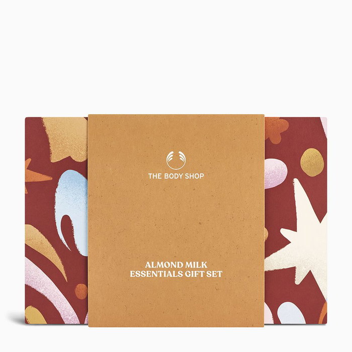 The Body Shop Coffret Relaxant Lait d'Amande Douceur - Crème de Douche, Baume Mains, Lait Corps - 3 Pièces