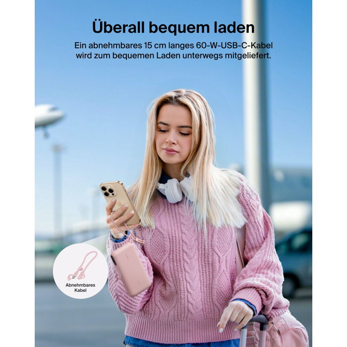 Belkin BoostCharge Power Bank 20K avec écran, 20W, 20 000mAh, rose BPB028hqPK Belkin BoostCharge Power Bank 20K avec écran, 20W, 20 000mAh, rose BPB028hqPK