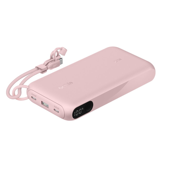 Belkin BoostCharge Power Bank 20K avec écran, 20W, 20 000mAh, rose BPB028hqPK Belkin BoostCharge Power Bank 20K avec écran, 20W, 20 000mAh, rose BPB028hqPK