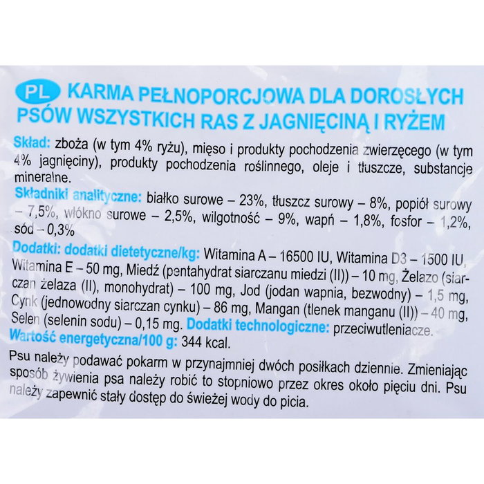 Dolina Noteci Classic Nourriture pour Chien Adulte Agneau Riz 10 kg