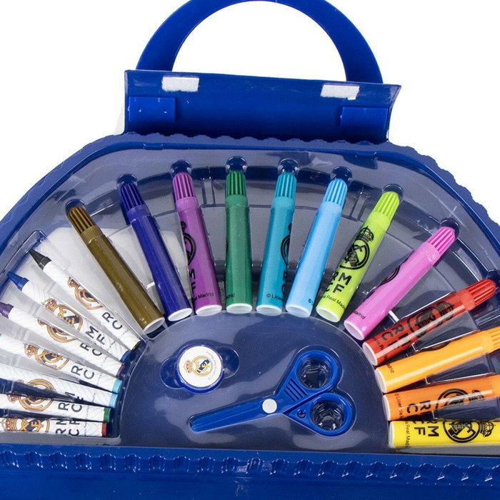 CERDÁ - Set de papeterie coloriable Real Madrid - 50 pièces - Taille: 41 x 58 x 3 cm