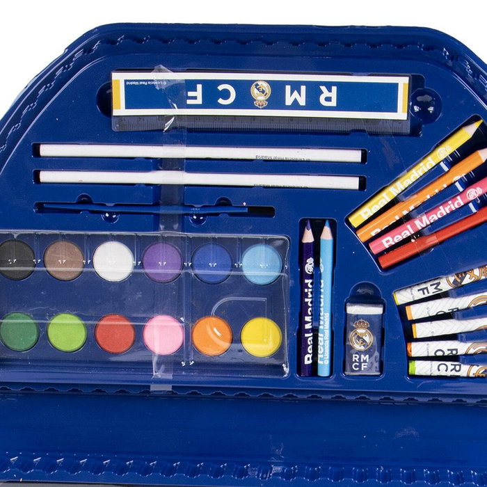 CERDÁ - Set de papeterie coloriable Real Madrid - 50 pièces - Taille: 41 x 58 x 3 cm