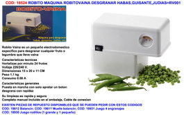 Robitovaína RV001 Machine à dégarnir fèves, petits pois et haricots