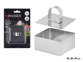 Kinvara Moule de Cuisine Carré 8x4x8cm en Métal 430 S-S Noir (Set de 24)