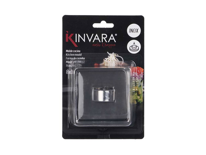 Kinvara Moule de Cuisine Carré 8x4x8cm en Métal 430 S-S Noir (Set de 24)