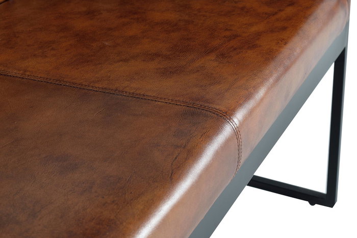 GINER Y COLOMER - Fauteuil en cuir véritable et structure métal marron - 115x73x80 cm (LxPxH)