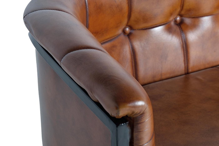 GINER Y COLOMER - Fauteuil en cuir véritable et structure métal marron - 115x73x80 cm (LxPxH)