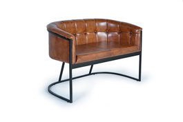 GINER Y COLOMER - Fauteuil en cuir véritable et structure métal marron - 115x73x80 cm (LxPxH)