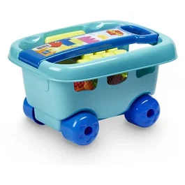 Ecoiffier - Chariot de Construction Abrick avec 30 Pièces Multicolores et Plaque de Jeu - Origine France Garantie - Jouet pour Enfants à Partir de 18 Mois