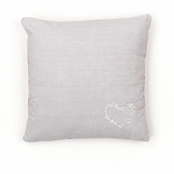 Today Coussin Charme Chambray avec Petite Broderie Constance Gris 40 x 40 cm Today Coussin Charme Chambray avec Petite Broderie Constance Gris 40 x 40 cm