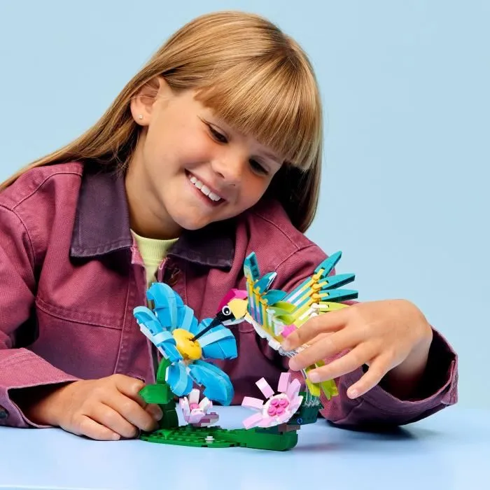 Lego Creator 3-en-1 31384 - Jeu de Construction Animaux Sauvages : Colibri Coloré, transformable en Papillon ou Poisson Tropical, à partir de 8 ans