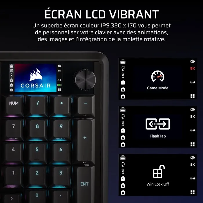 Corsair VANGUARD 96 WIRELESS Clavier Gamer Mécanique Sans Fil 96% RGB Noir Corsair VANGUARD 96 WIRELESS Clavier Gamer Mécanique Sans Fil 96% RGB Noir