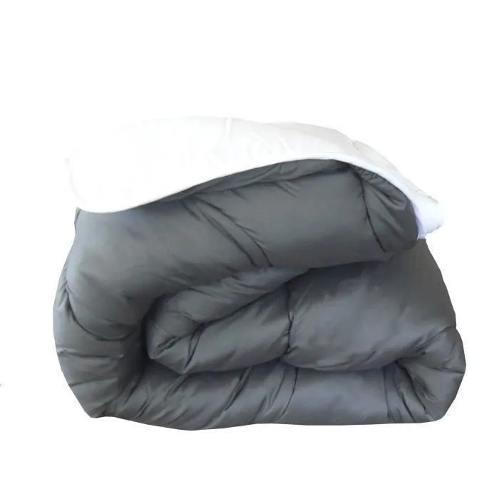 Abeil Couette chaude bicolore - 240 x 260 cm - Blanc et gris - 100% polyester 350 g/m² - Microfibre - Lavable machine