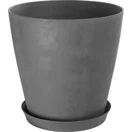 GARDEN ID Pot de fleurs Swing Cone rond - Gris - Ø 30 cm, capacité 14 L, hauteur 29 cm - Design moderne intérieur/extérieur