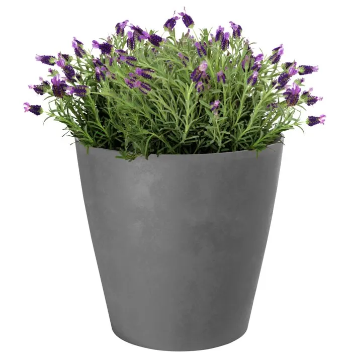 GARDEN ID Pot de fleurs Swing Cone rond - Gris - Ø 30 cm, capacité 14 L, hauteur 29 cm - Design moderne intérieur/extérieur