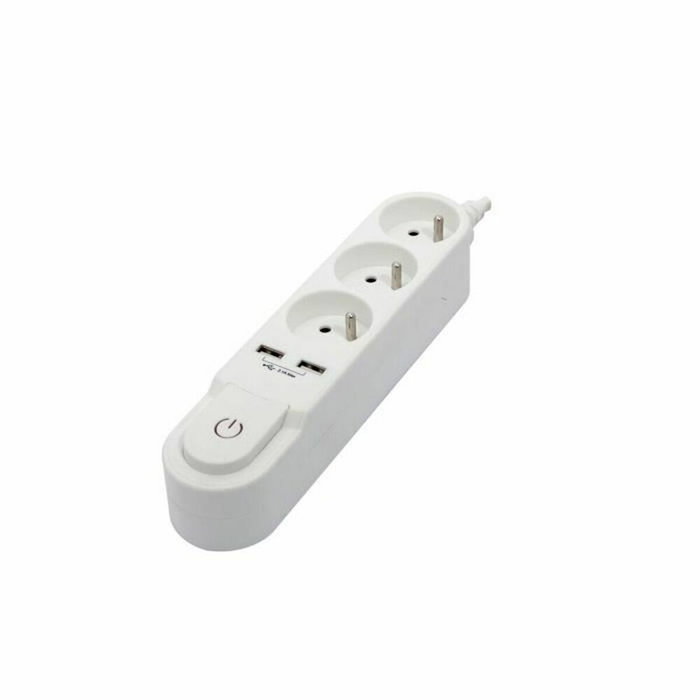 Chacon Bloc multiprise 3 prises 16 A et 2 ports USB 2 A, câble 1,5 m blanc Chacon Bloc multiprise 3 prises 16 A et 2 ports USB 2 A, câble 1,5 m blanc