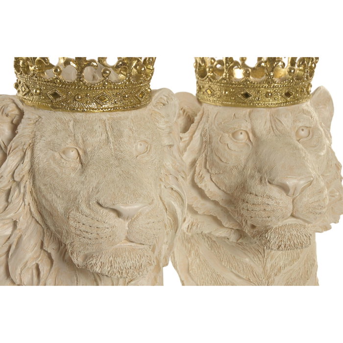 Home ESPRIT Figurine Décorative Blanc Doré Tigre Lion (2 Unités)