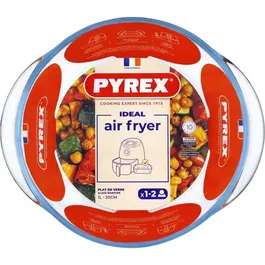 Pyrex 1450140 - Plat pour Air Fryer en verre borosilicate, rond, 20 cm - Résistant à la chaleur, lave-vaisselle
