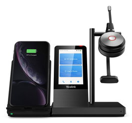 Yealink WH66 Écouteur sans fil mono UC-DECT avec station de travail, écran tactile, chargeur Qi sans fil et réduction de bruit acoustique pour Microsoft Teams