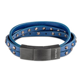 Police PEJGB2009301 Bracelet en Cuir Bleu pour Homme