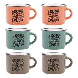 Quid Set de 6 Tasses en Céramique Frappe Deco Surtido 8 cL