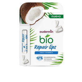Eudermin - Baume à lèvres réparateur bio à la noix de coco et vitamine E - Hydratation intense et confort durable - 4,8 g