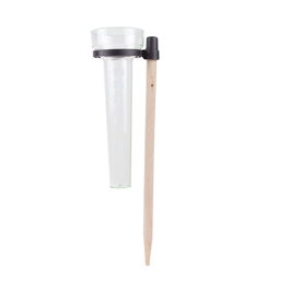 Benson Pluviomètre avec support en bois Ø 8 x 24 cm – Plastique et bois – Échelle 35 mm