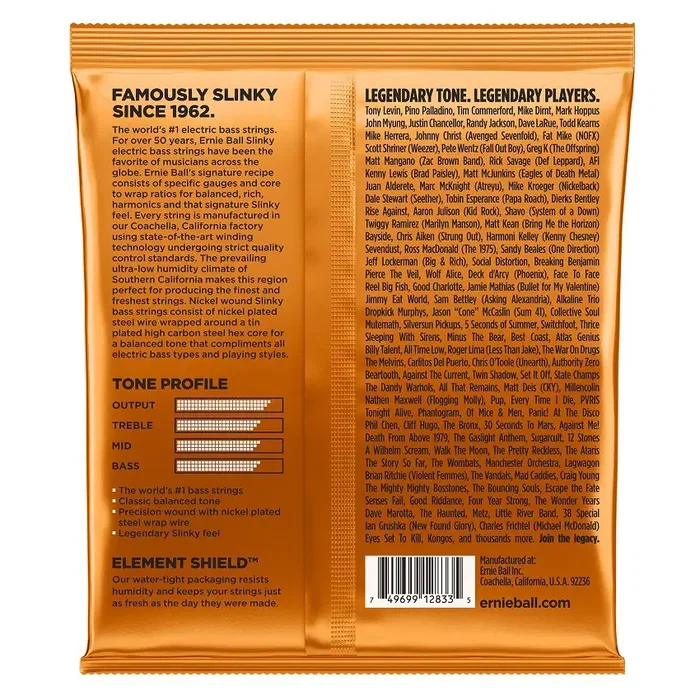 Ernieball Slinky Hybrid 45-105 Jeu de cordes pour basse électrique