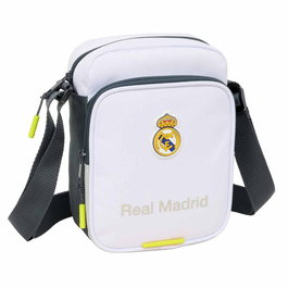 SAFTA Bandolera Real Madrid 25/26 - Sac Bandoulière 16x6x22 cm avec Compartiment à Fermeture Éclair et Poche Frontale