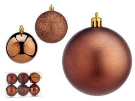 Krist+ Set de 6 Boules de Noël Marron 7 cm Assorties (Set de 36)