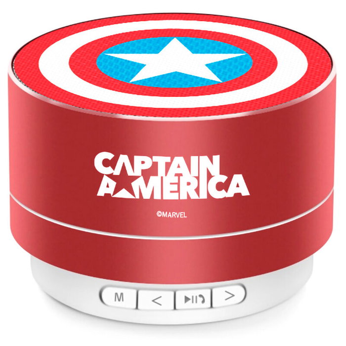 ERT GROUP Enceinte portable Bluetooth Captain America Marvel avec radio FM, lecteur MP3, micro, boîtier aluminium, 3W
