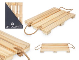Giftdecor Bandeja Palet avec Anses Corde 42x3x28 cm Bois Pin Naturel (Set de 12)