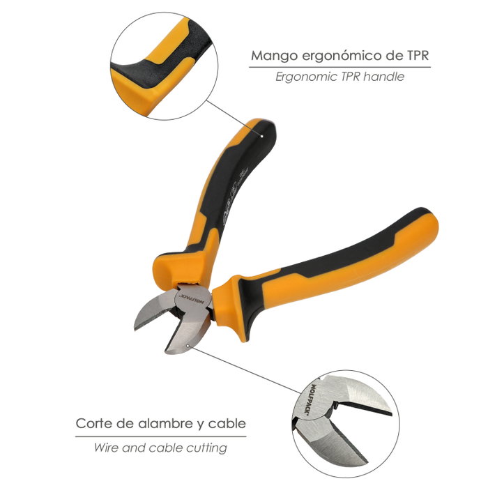 WOLFPACK LINEA PROFESIONAL Pince de coupe diagonale 150mm