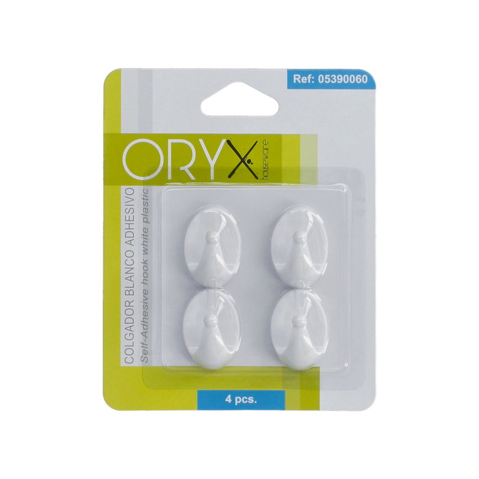 ORYX Crochet adhésif blanc petit format (blister 4 unités)