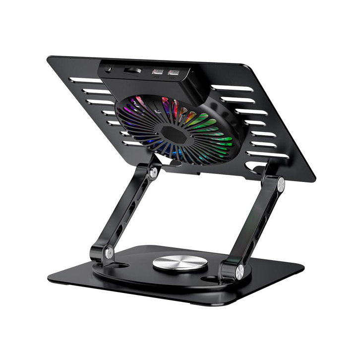 Coolbox Coolair 1VRGB Support de Refroidissement pour Ordinateur Portable Ajustable jusqu'à 17 pouces, Ventilateur RGB, Hub USB 2.0, Aluminium, Rotation 360° Coolbox Coolair 1VRGB Support de Refroidissement pour Ordinateur Portable Ajustable jusqu'à 17 pouces, Ventilateur RGB, Hub USB 2.0, Aluminium, Rotation 360°