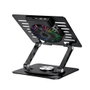 Coolbox Coolair 1VRGB Support de Refroidissement pour Ordinateur Portable Ajustable jusqu'à 17 pouces, Ventilateur RGB, Hub USB 2.0, Aluminium, Rotation 360°