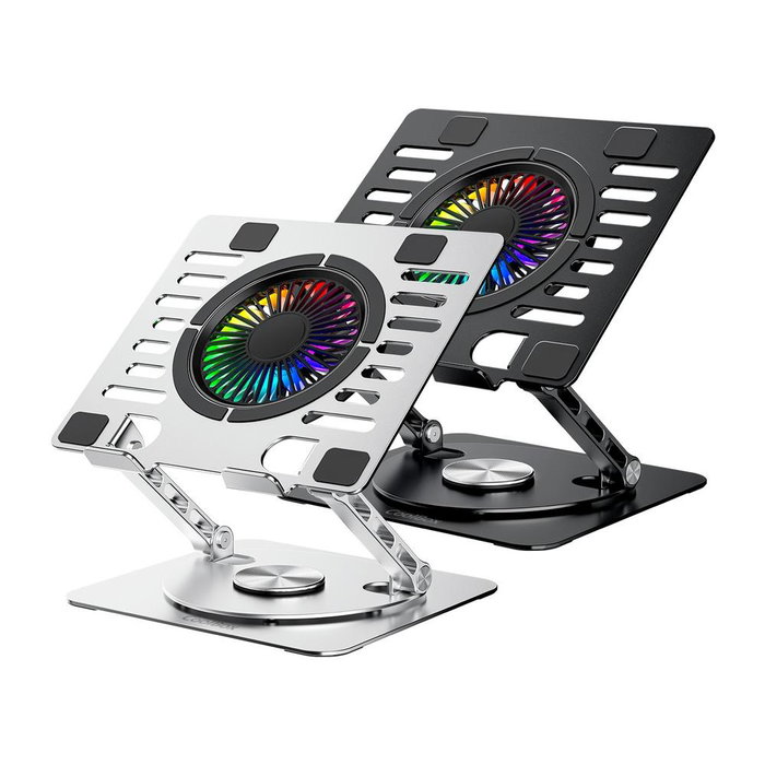 Coolbox Coolair 1VRGB Support de Refroidissement pour Ordinateur Portable Ajustable jusqu'à 17 pouces, Ventilateur RGB, Hub USB 2.0, Aluminium, Rotation 360° Coolbox Coolair 1VRGB Support de Refroidissement pour Ordinateur Portable Ajustable jusqu'à 17 pouces, Ventilateur RGB, Hub USB 2.0, Aluminium, Rotation 360°