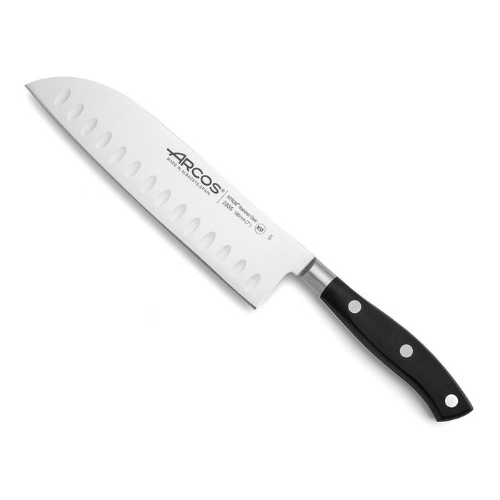 Couteau Santoku Arcos serie riviera Noir Acier polyoxyméthylène 18 cm Couteau Santoku Arcos serie riviera Noir Acier polyoxyméthylène 18 cm