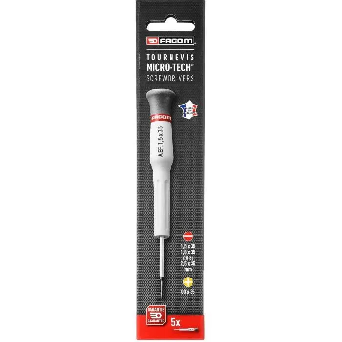 Facom AEF.J1PB - Jeu de 5 tournevis de précision Microtech pour l'électronique (fentes et Phillips 00x35)