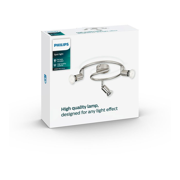 Philips Limbali Plafonnier 3 lampes GU10 Cromo mate Ø32 x 13 cm