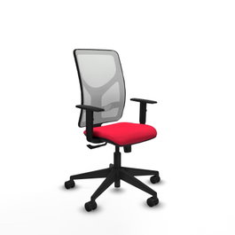 PIQUERAS Y CRESPO Chaise Motilla Synchro Rouge et Blanc avec Base Pyramidale Noire