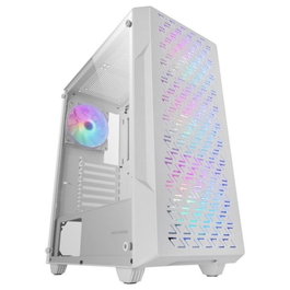 Mars Gaming Boîtier PC Geo ATX, Semitorre, Fenêtre Verre Trempé, 4 Ventilateurs RGB, USB 3.0, Noir