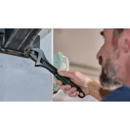 Bosch Clé à molette robuste de 250 mm / 10 pouces, acier au carbone, mâchoires ajustables jusqu'à 34 mm, poignée ergonomique SoftGrip, norme ISO 6787