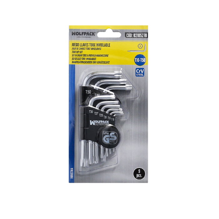 WOLFPACK LINEA PROFESIONAL Jeu de clés Torx en L 9 pièces WOLFPACK LINEA PROFESIONAL Jeu de clés Torx en L 9 pièces